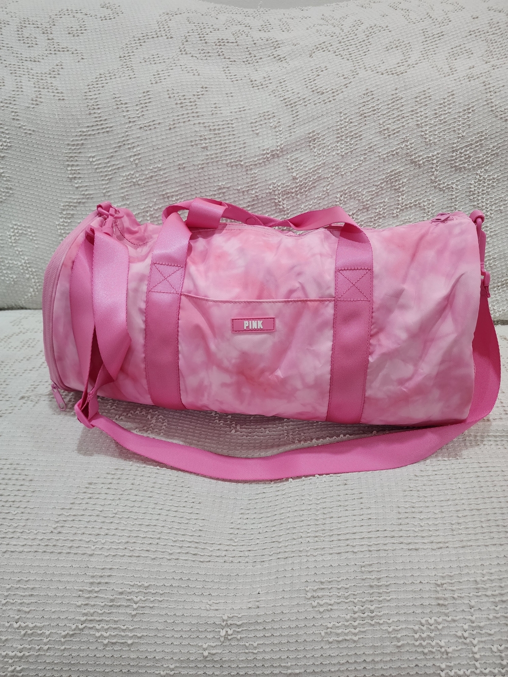PINK Victoria's Secret Women's Pink Tie-Dye Duffel Bag